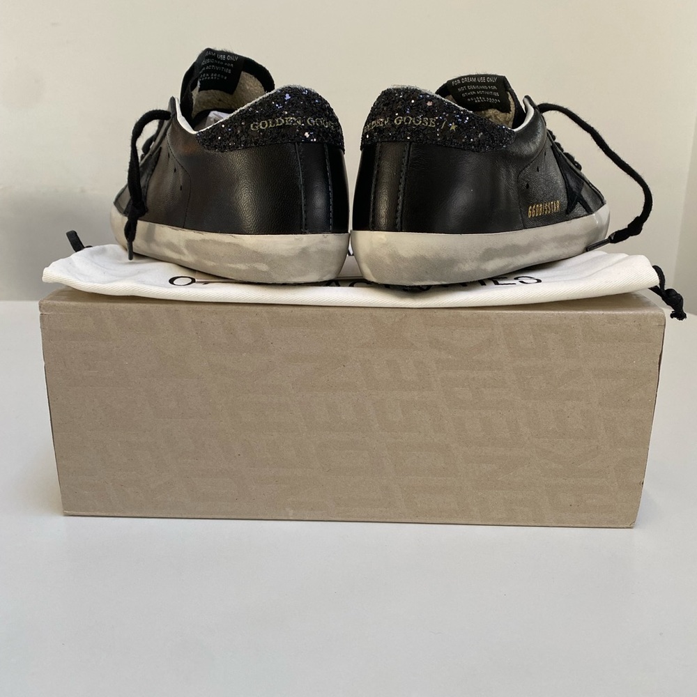 Golden Goose Superstar Sneaker Black Leather/Suede/Glitter sz 36 New in Box - Picture 10 of 15
